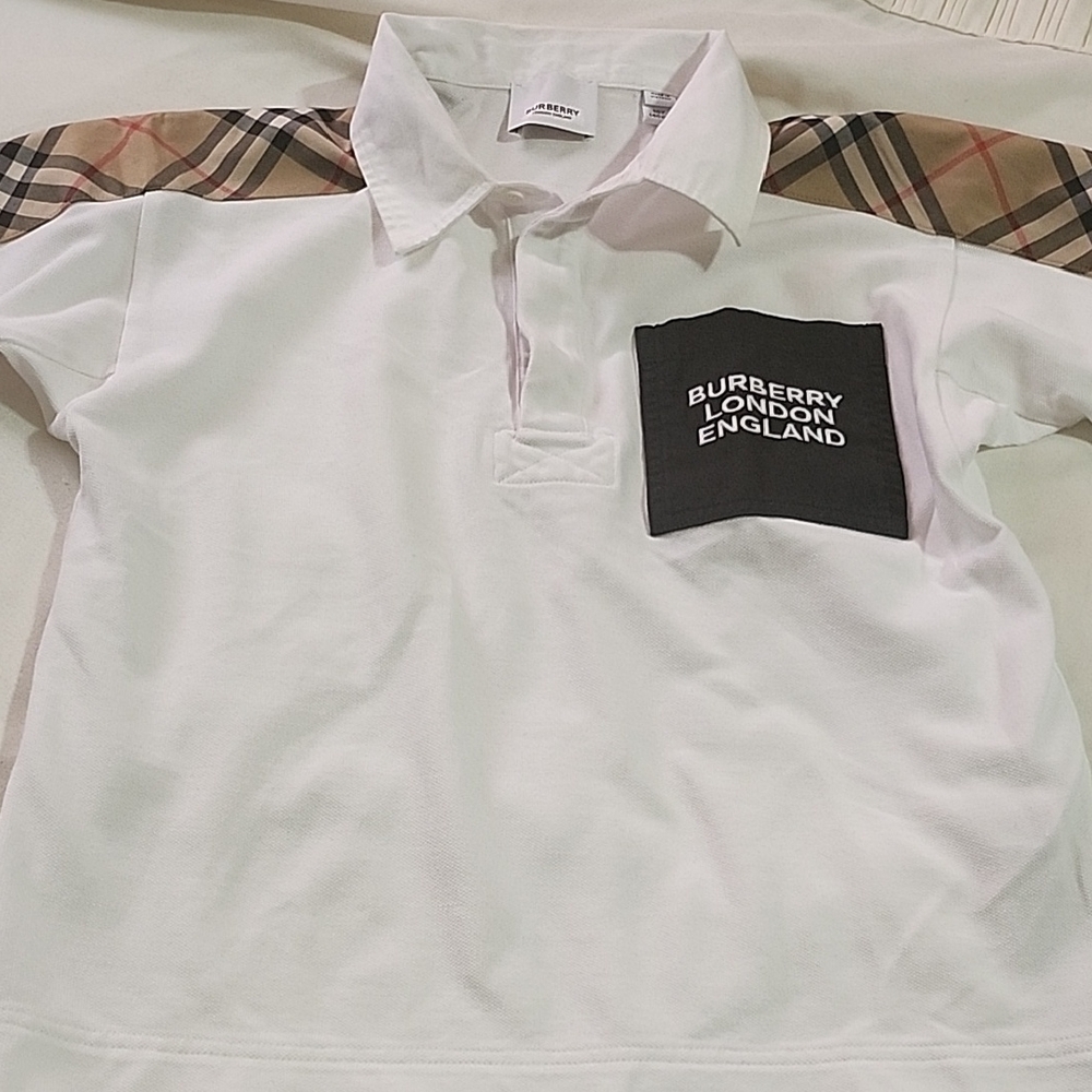 Burberry White and Brown Polo Classic Design